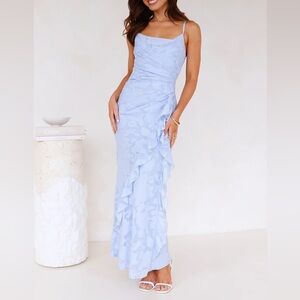 Hello Molly Light Blue Ruffle Maxi Dress